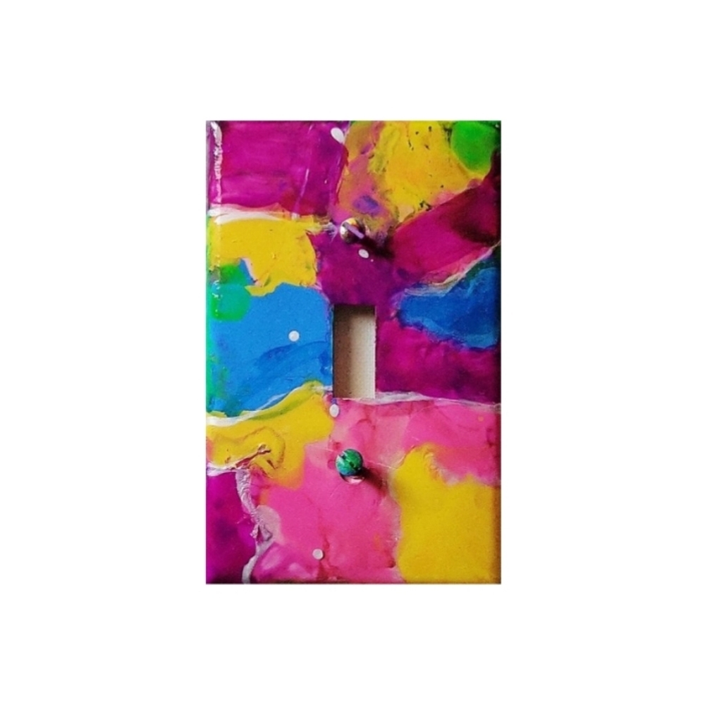 Hand Crafted Abstract Design Single Light Switch Plate